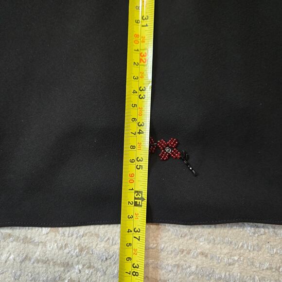 Vintage Evan Picone Sheath Dress Sleeveless Black Floral Beaded Y2K Whimsygoth - Picture 6 of 6